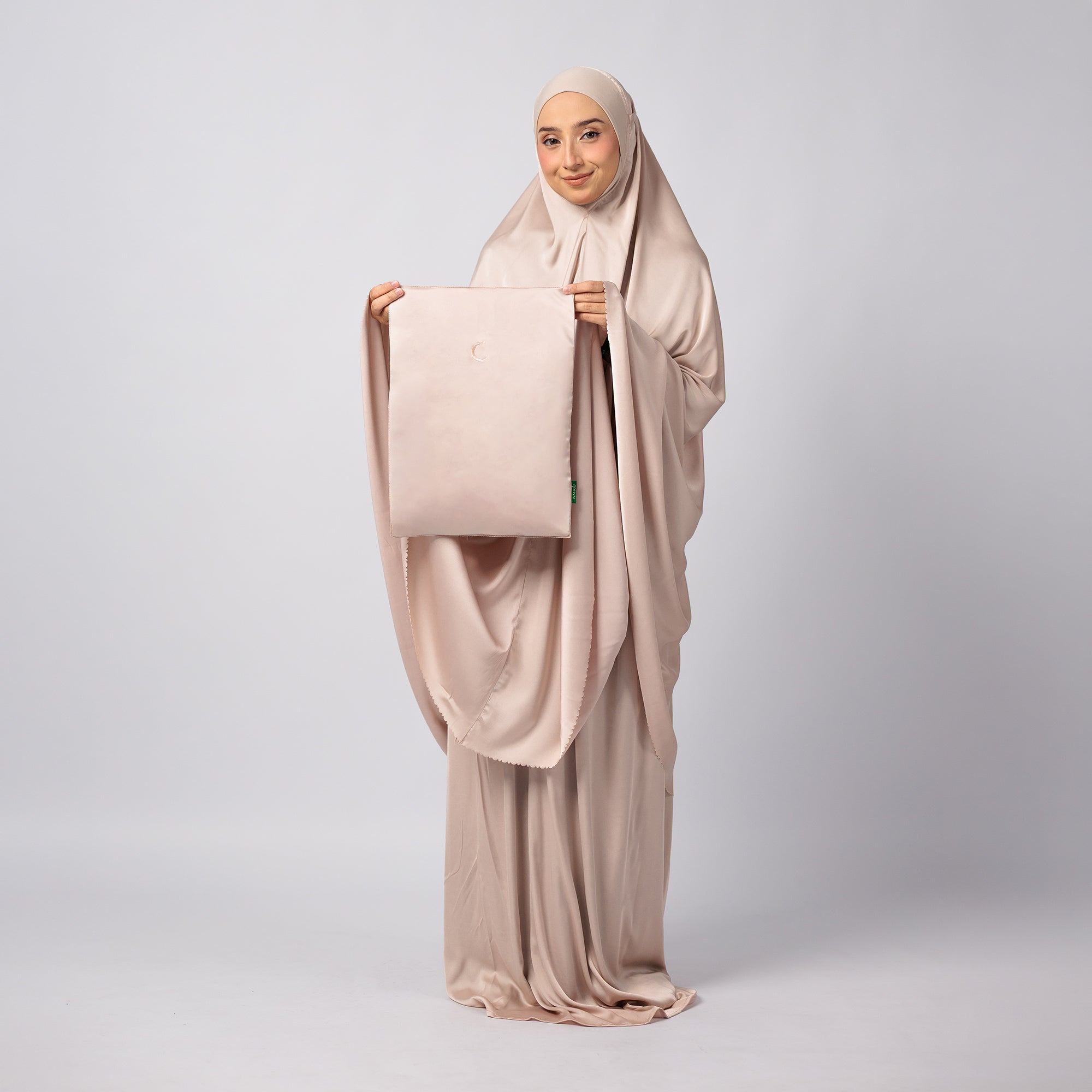 Naura Telekung Satin (With Travel Prayer Mat + Pouch Bag)