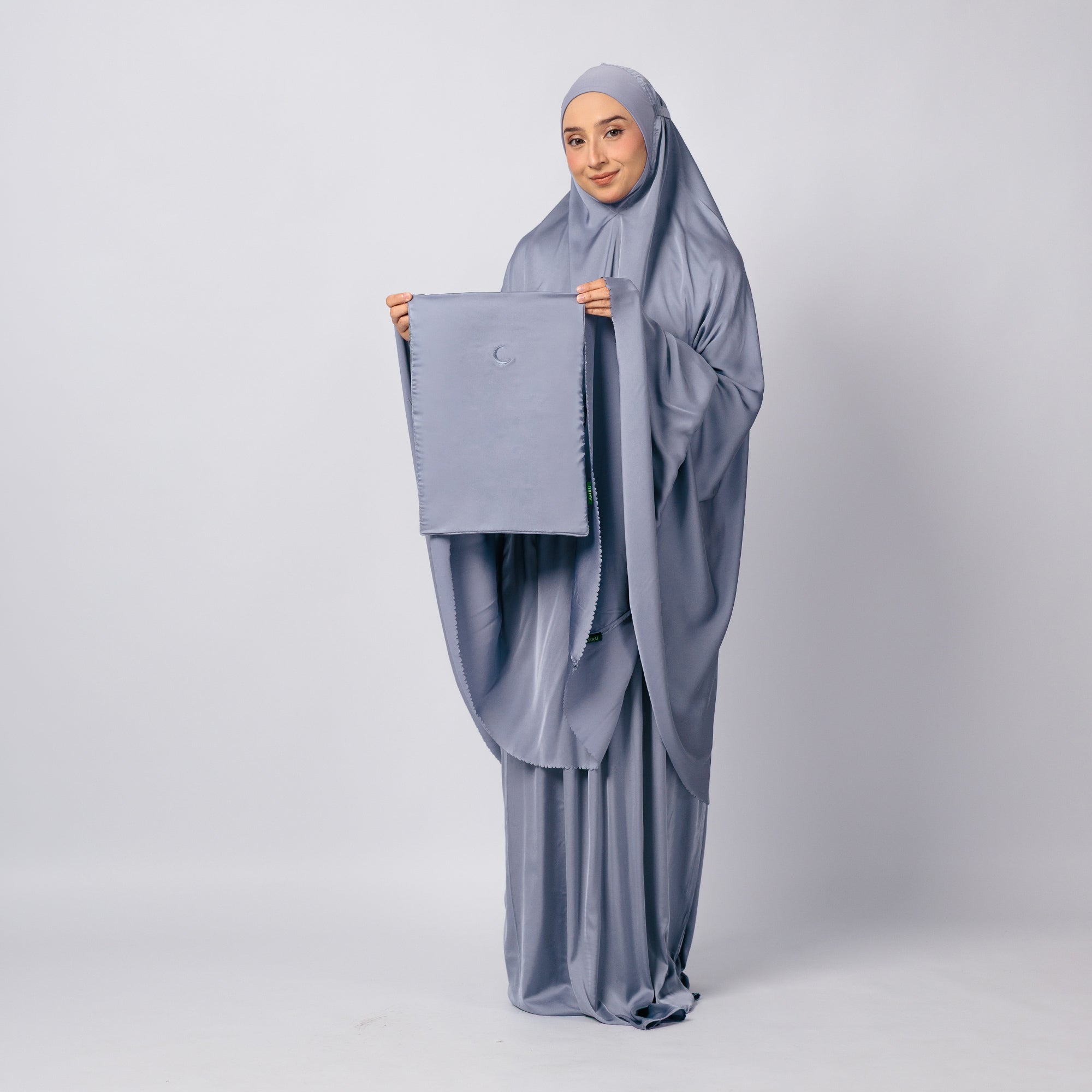 Naura Telekung Satin (With Travel Prayer Mat + Pouch Bag)