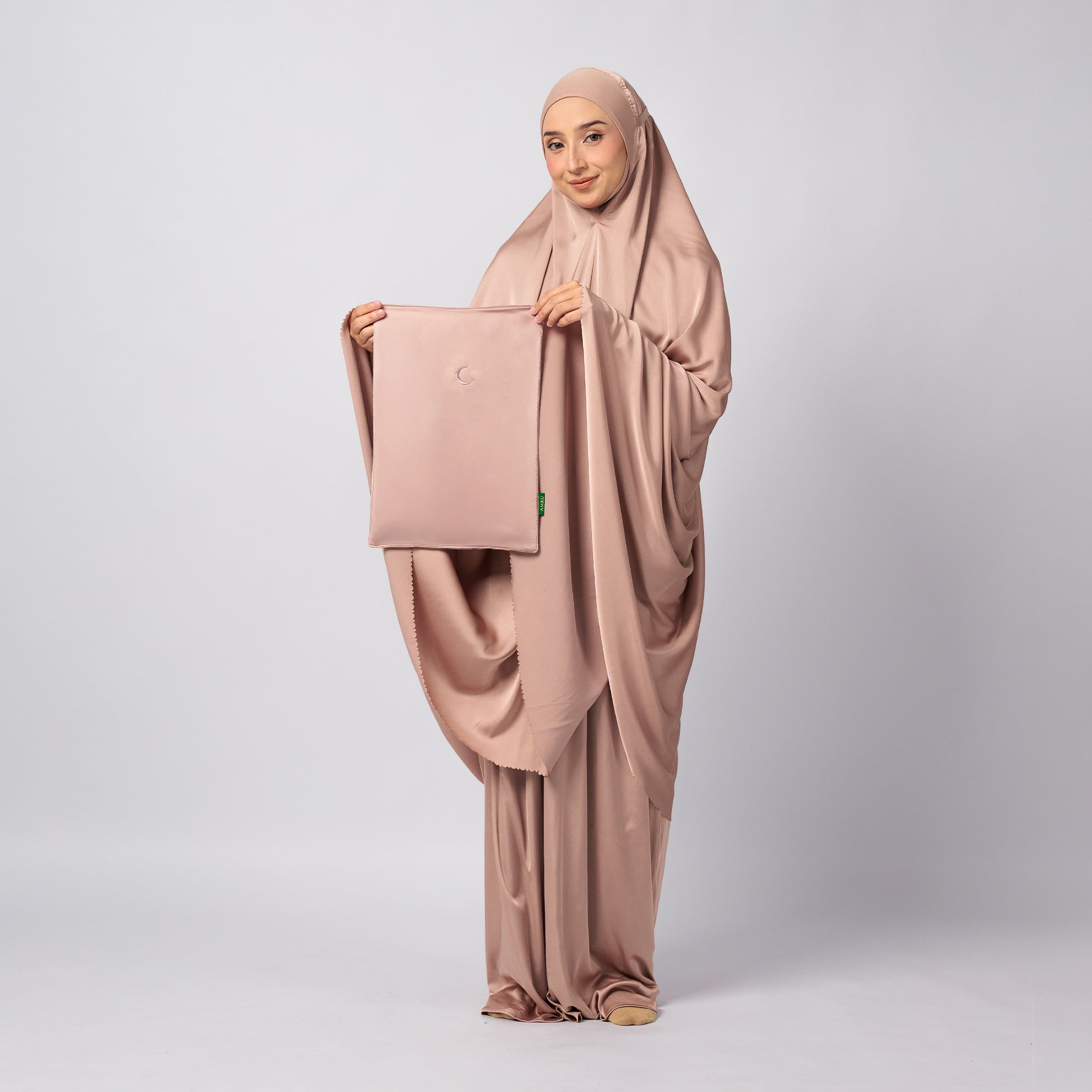 Naura Telekung Satin (With Travel Prayer Mat + Pouch Bag)